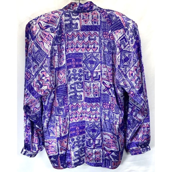 COCONUT GROVE Womens L (42" Chest) Long Sleeve Padded Shoulders Button Up Blouse - Picture 4 of 6